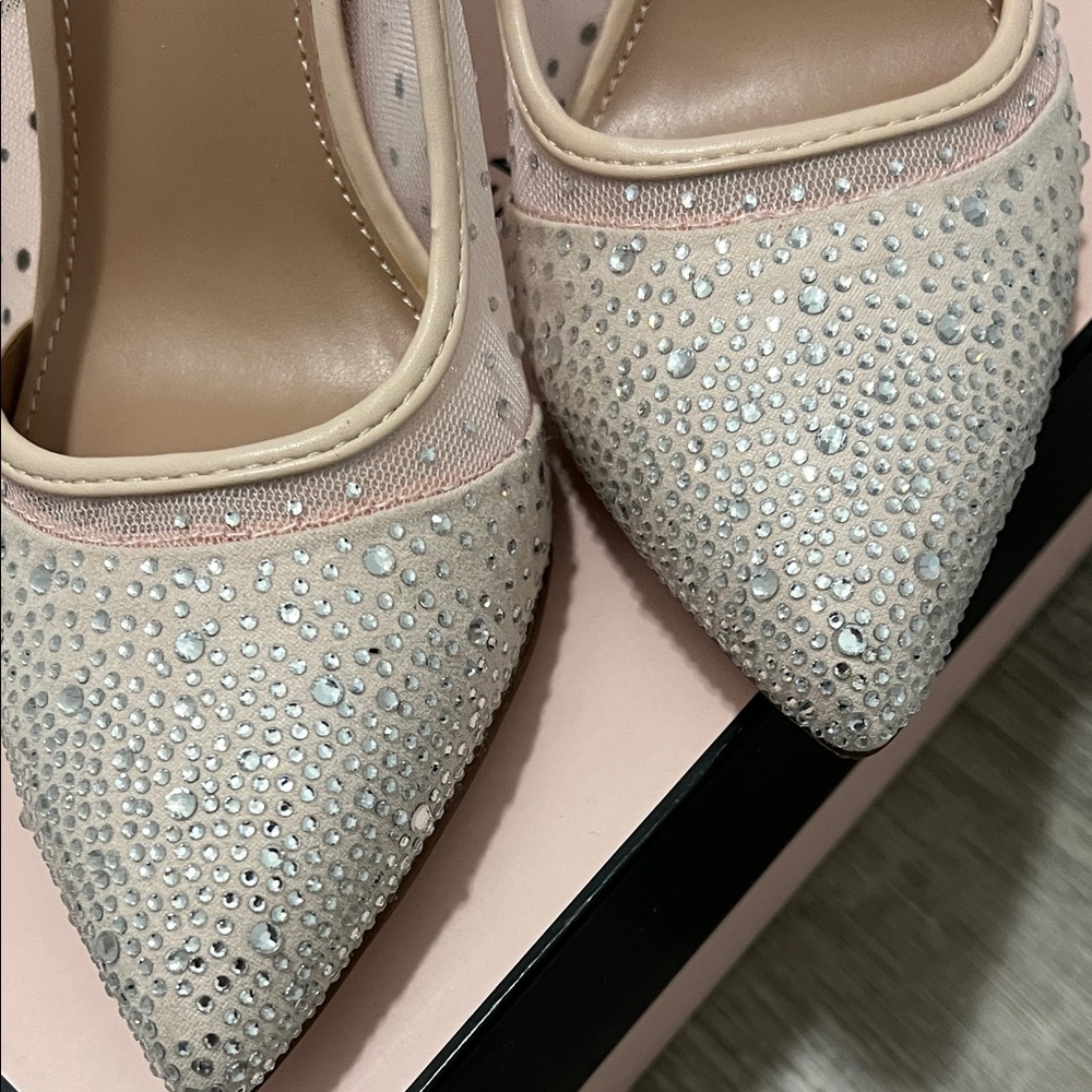 BCBGeneration Blush Pink Crystal Pointed-Toe Pumps - Picture 3 of 7